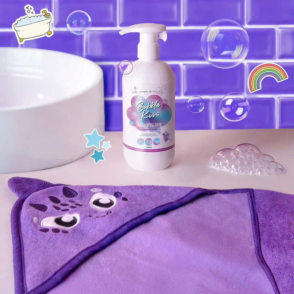 Regalo para recién nacido - Gel limpiador suave para cuerpo y cabello y capa de baño