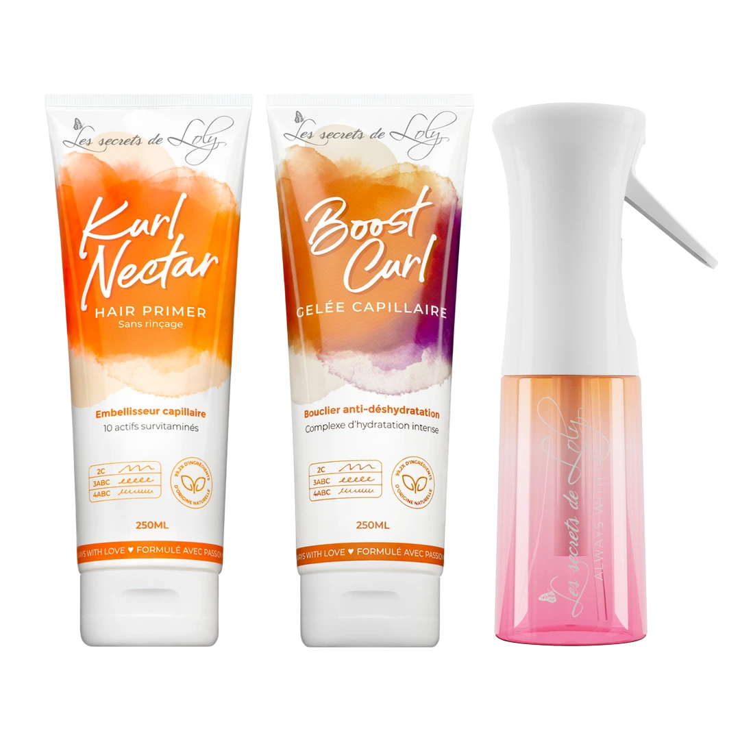 Starter Pack Cabello Rizado - Crema sin aclarado, gel fijador y vaporizador