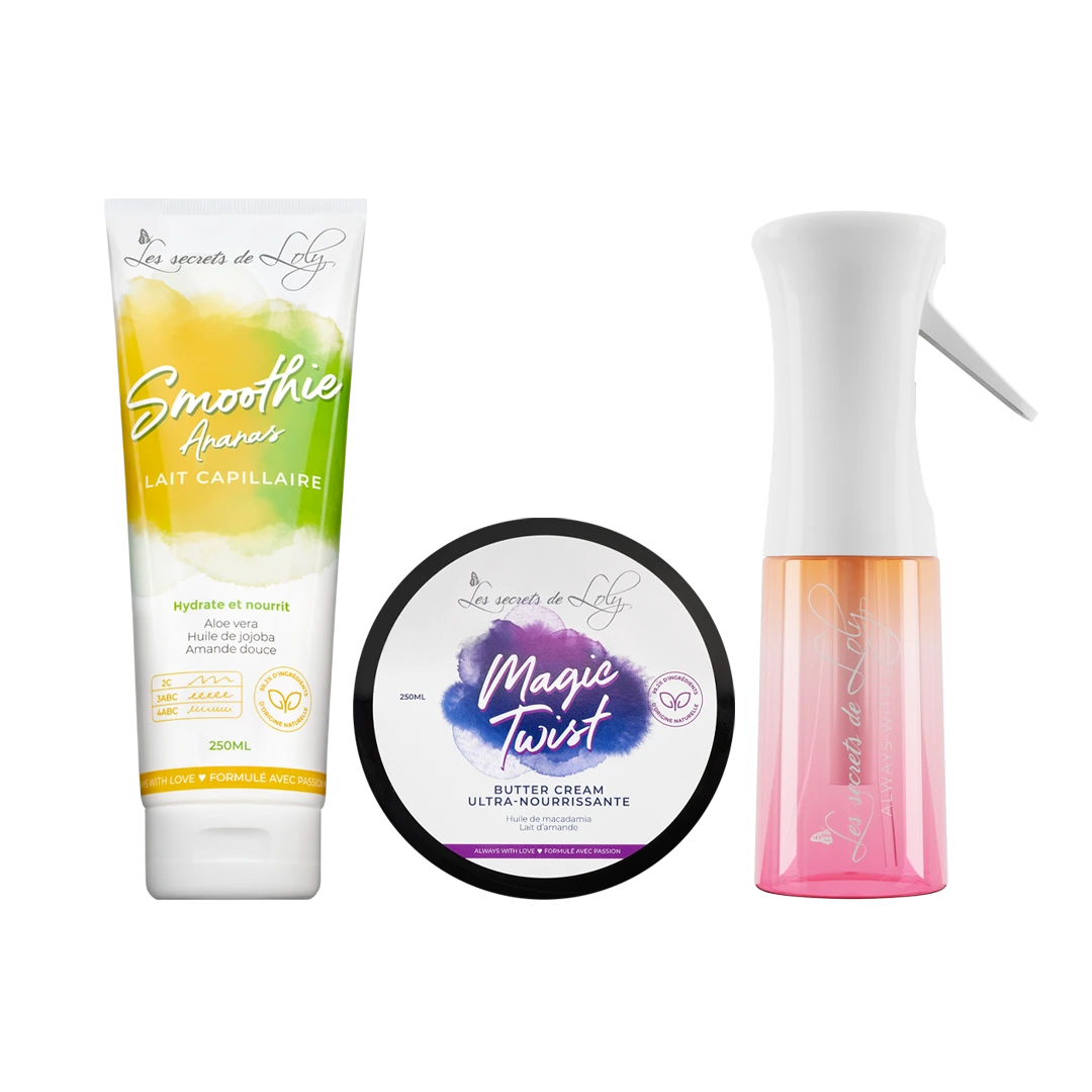 Starter Pack Cabello Afro - Leche sin aclarado, crema para peinar y vaporizador