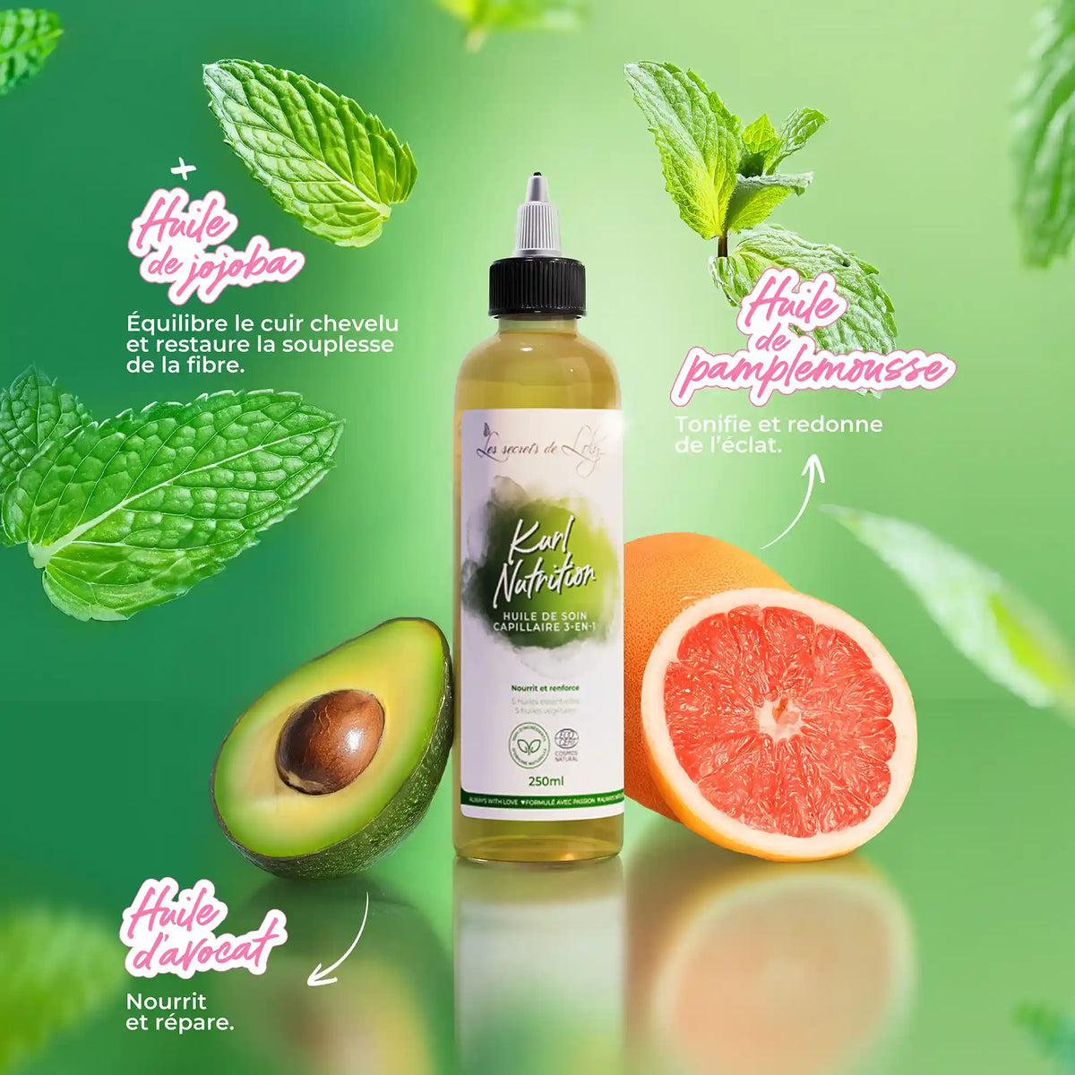 Kurl Nutrition - Aceite de tratamiento capilar 3 en 1