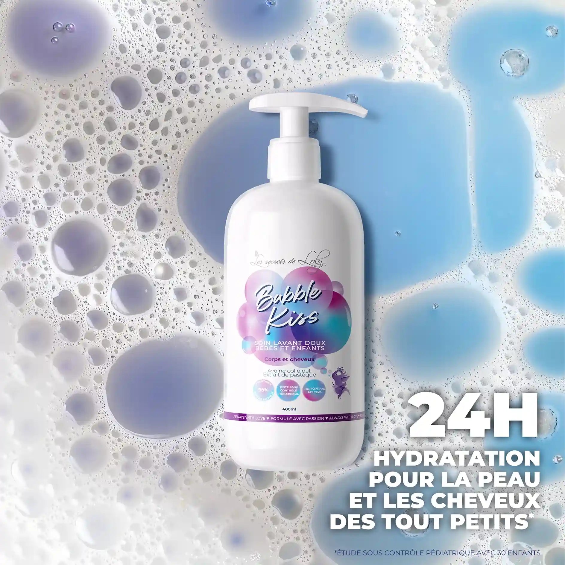 Bubble Kiss - Soin lavant doux bébés et enfants - Corps et cheveux 400ml