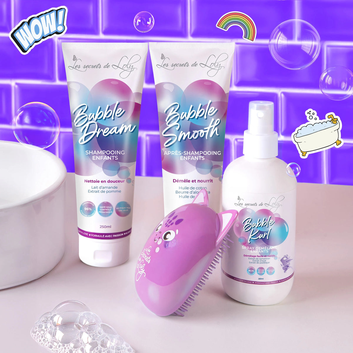 The Essential Knot-Free Care - Shampoo, conditioner, detangling spray, and brush for detangling children&