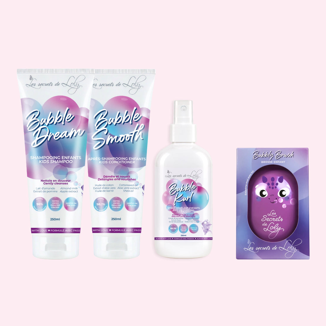 The Essential Knot-Free Care - Shampoo, conditioner, detangling spray, and brush for detangling children&