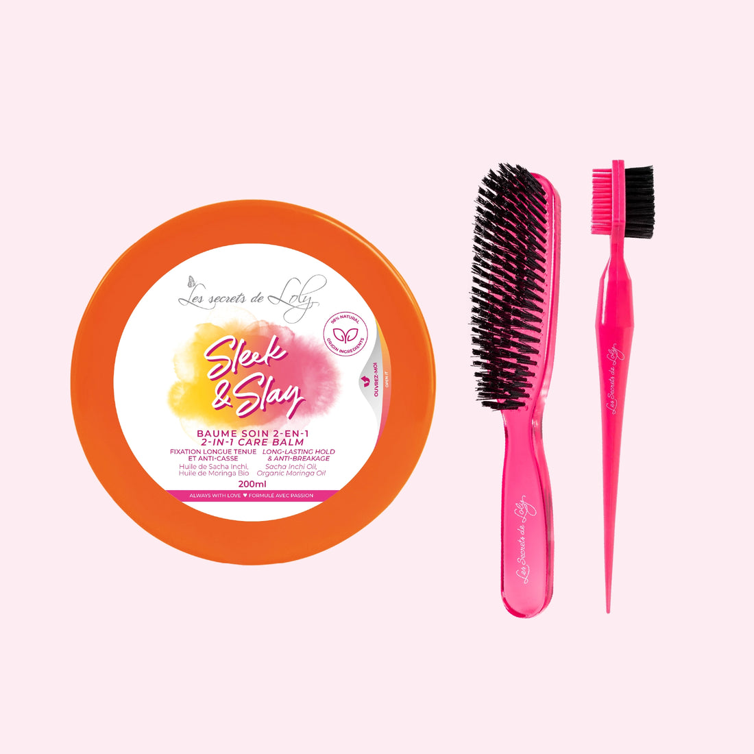 Le kit du plaquage parfait - Baume fixant 200ml, brosse plaquante et brosse baby hair