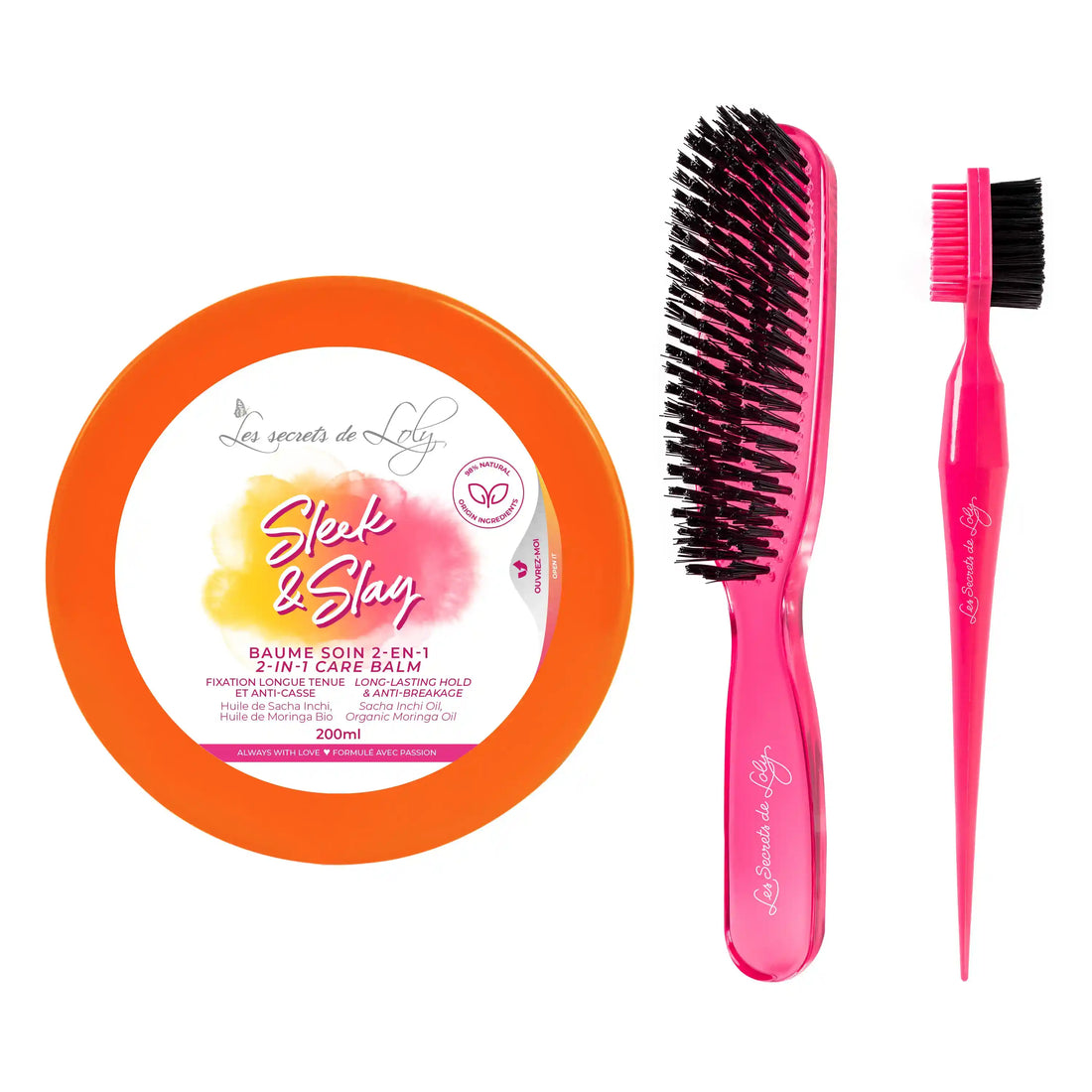 El kit de recogido perfecto - Bálsamo fijador, cepillo para pulir y cepillo para baby hairs