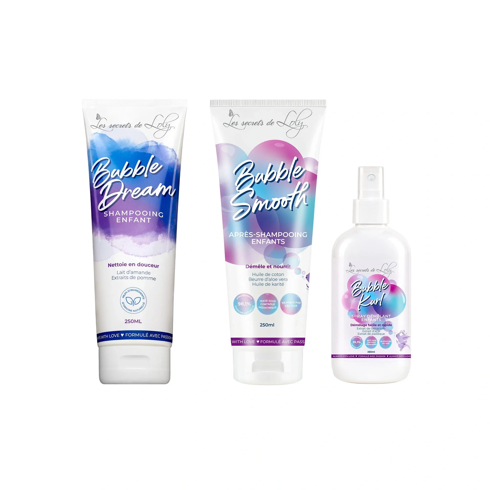 Los Básicos Anti-Nudos - Champú, acondicionador, spray desenredante y cepillo para desenredar el cabello infantil