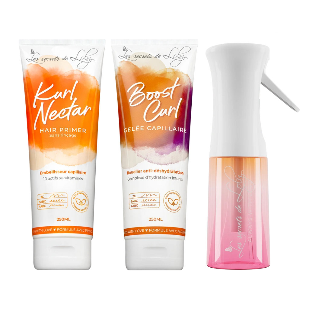 Starter Pack Cabello Rizado - Crema sin aclarado, gel fijador y vaporizador
