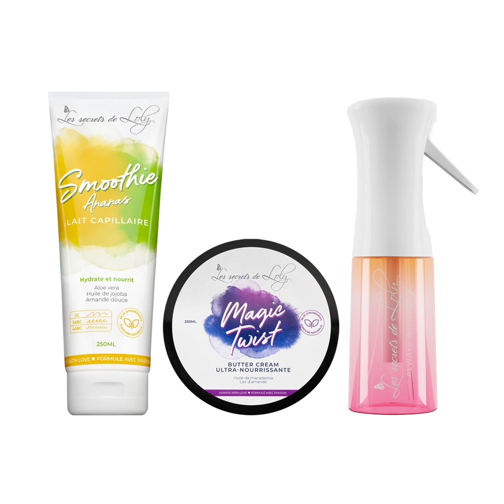 Starter Pack Cabello Afro - Leche sin aclarado, crema para peinar y vaporizador